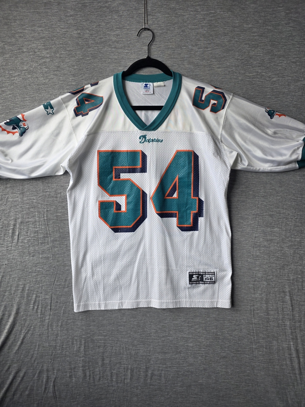 Vintage 90s Starter Zach Thomas Miami Dolphins #54 NFL Jersey Size 46 M